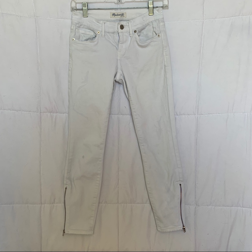 Madewell White Skinny Jeans w/ Zip Detail on Hem